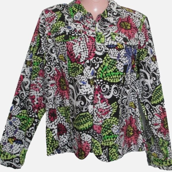 Coldwater Creek Women's Vibrant Color Lightweight Zip Jacket 100% Cotton Size 1X - Picture 1 of 10